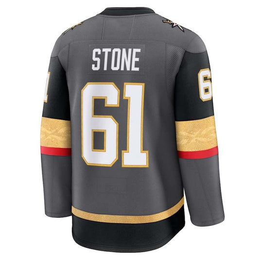 V.Golden Knights #61 Mark Stone Fanatics Alternate Premium Jersey - Gray Stitched American Hockey Jerseys CROVYIE