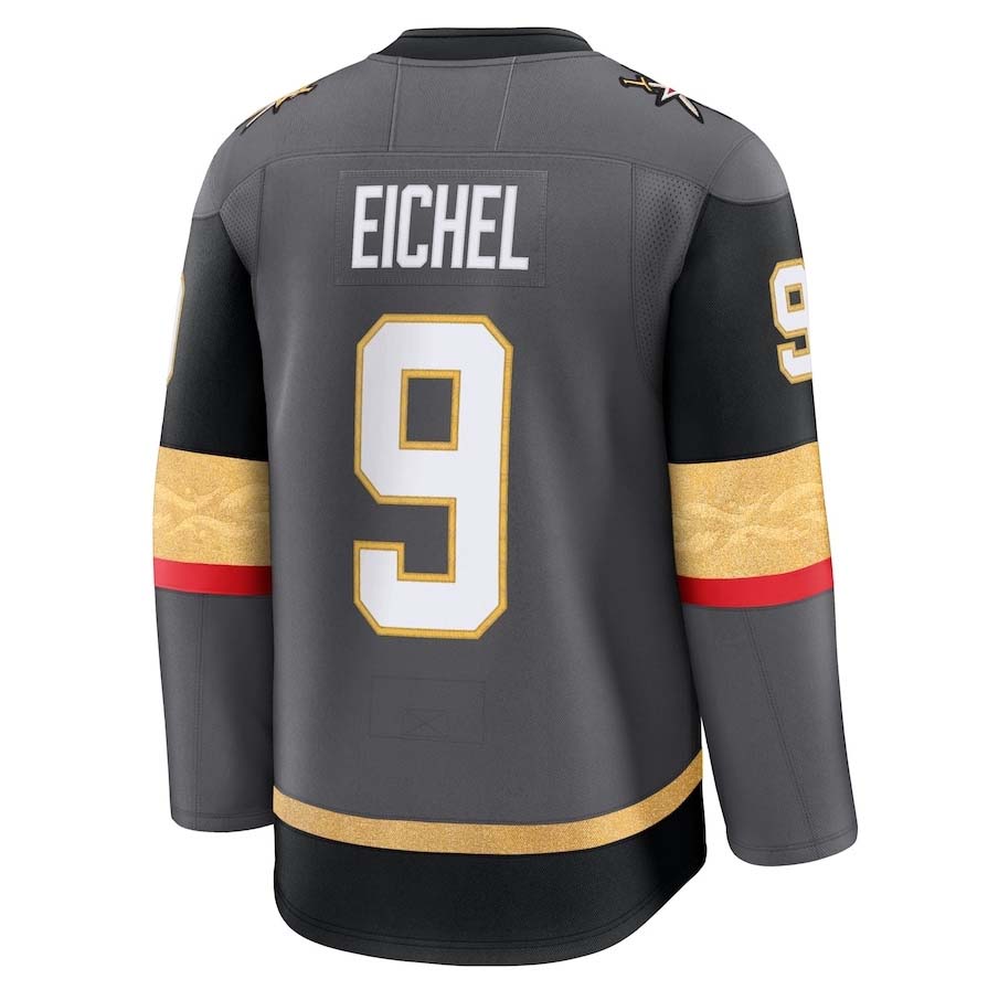 V.Golden Knights #9 Jack Eichel Fanatics Alternate Premium Jersey - Gray Stitched American Hockey Jerseys CROVYIE