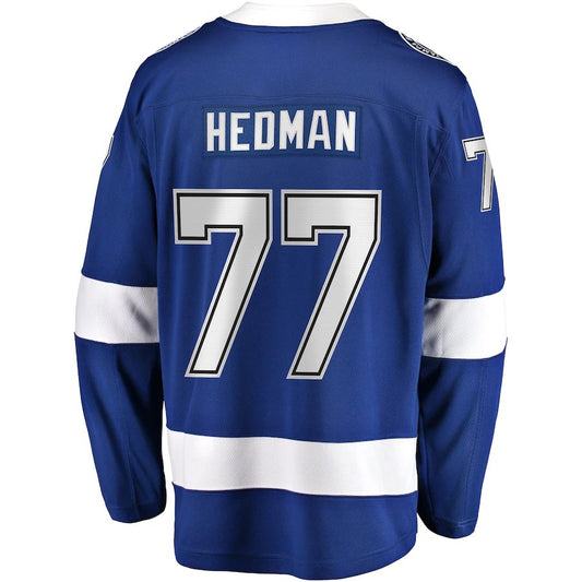TB.Lightning #77 Victor Hedman Fanatics Branded Home Premier Breakaway Player Jersey  Blue Stitched American Hockey Jerseys CROVYIE