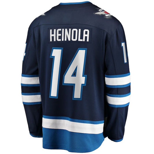 W.Jets #14 Ville Heinola Fanatics Branded Home Breakaway Player Jersey  Navy Stitched American Hockey Jerseys CROVYIE