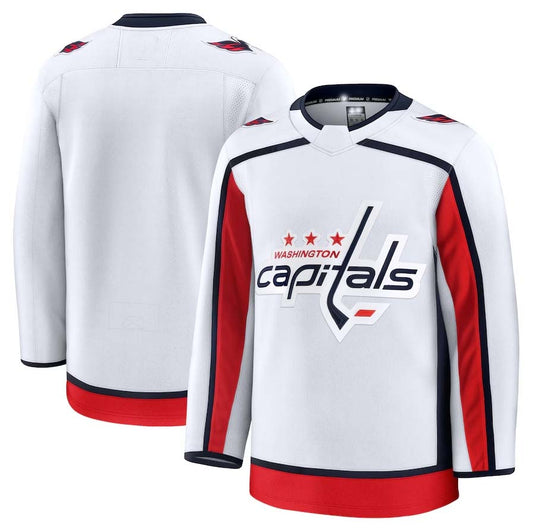 W.Capitals Fanatics Away Premium Jersey - White Stitched American Hockey Jerseys CROVYIE