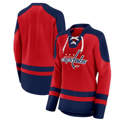 W.Capitals Fanatics Branded Net Gain Fleece V-Neck Pullover Sweatshirt Red Navy Stitched American Hockey Jerseys CROVYIE