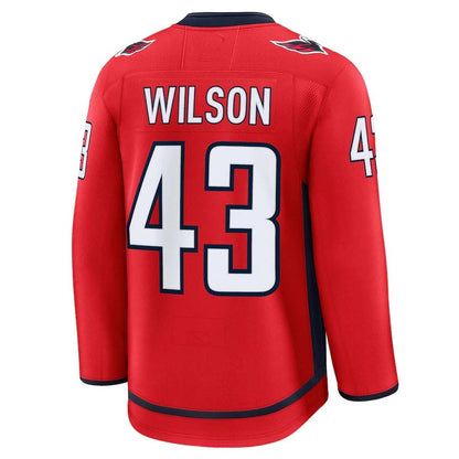W.Capitals #43 Tom Wilson Fanatics Home Premium Jersey - Red Stitched American Hockey Jerseys CROVYIE