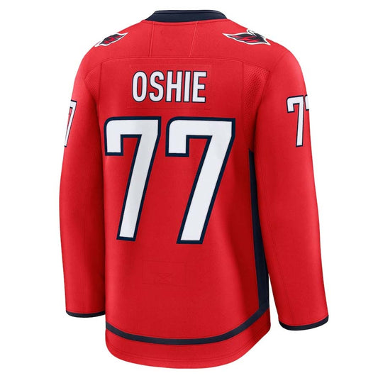 W.Capitals #77 TJ Oshie Fanatics Home Premium Jersey - Red Stitched American Hockey Jerseys CROVYIE