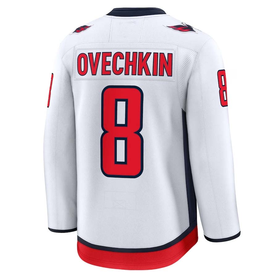 W.Capitals #8 Alexander Ovechkin Fanatics Away Premium Jersey - White Stitched American Hockey Jerseys CROVYIE