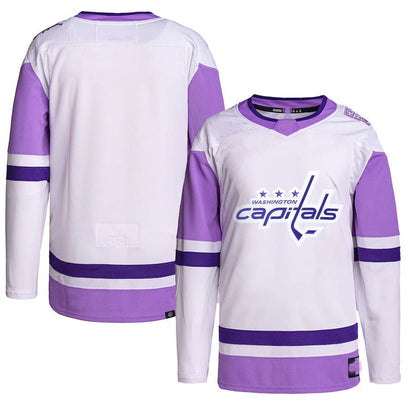 W.Capitals Hockey Fights Cancer Primegreen Authentic Blank Practice Jersey White Purple Stitched American Hockey Jerseys CROVYIE