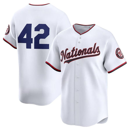 Washington Nationals 2024 #42 Jackie Robinson Day Home Limited Jersey ¨C White Stitches Baseball Jerseys