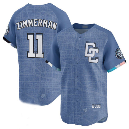 Washington Nationals #11 Ryan Zimmerman Blue 2025 City Connect Limited Stitched Baseball Jersey