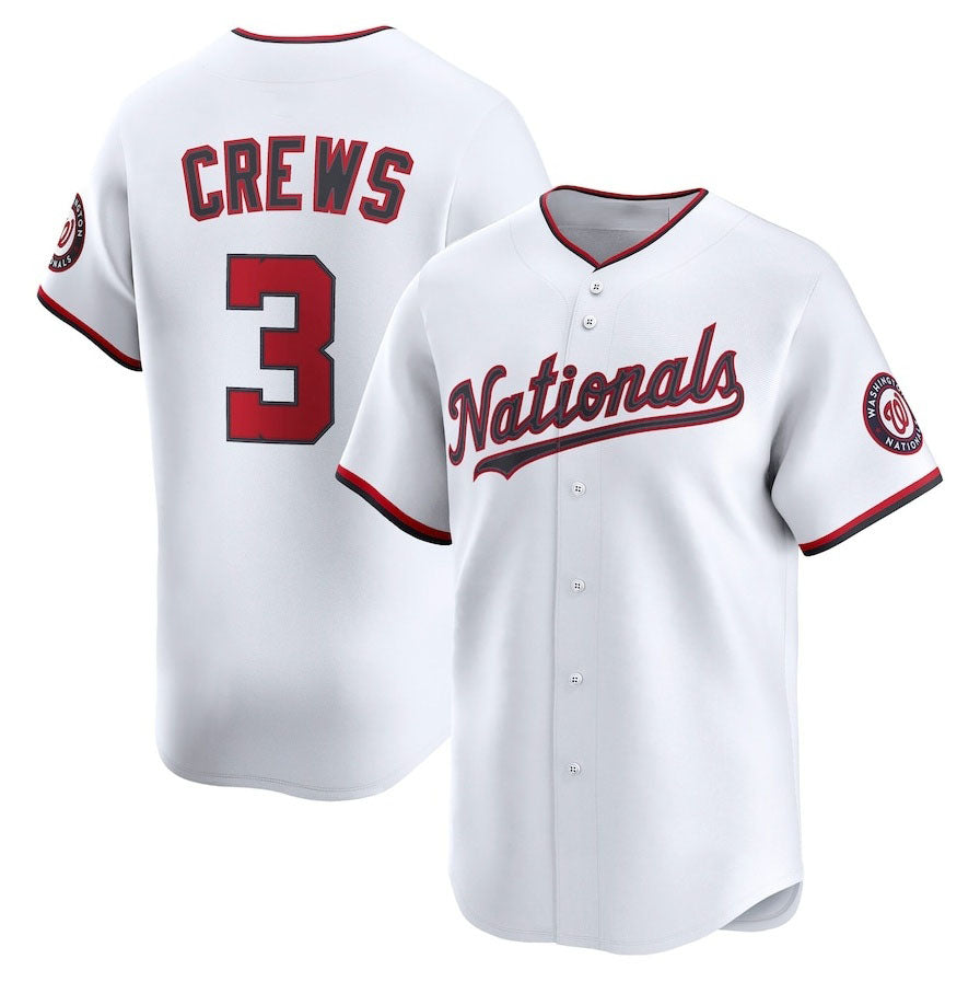 Washington Nationals #3 Dylan Crews Home Limited Player Jersey - White Stitched Baseball Jersey