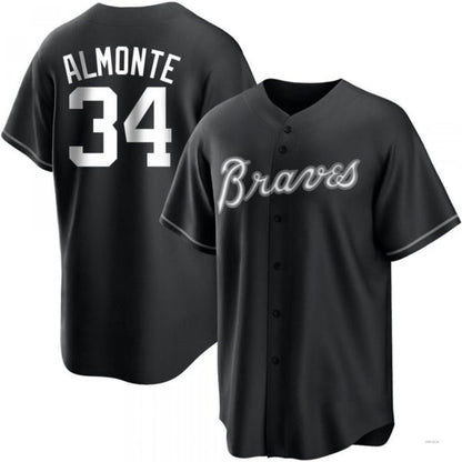 Atlanta Braves #34 AbNERY2025m Almonte White Black/ Jersey Stitches Baseball Jerseys