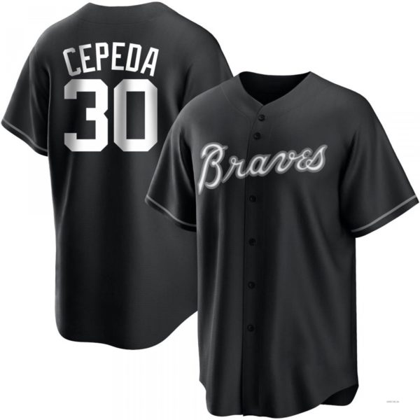 Atlanta Braves #30 Orlando Cepeda White Black Jersey Stitches Baseball Jerseys