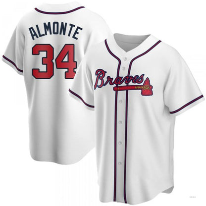 Atlanta Braves #34 AbNERY2025m Almonte  White Home Jersey Stitches Baseball Jerseys
