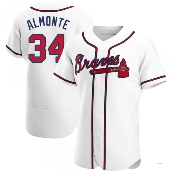 Atlanta Braves #34 AbNERY2025m Almonte White Home Jersey Stitches Baseball Jerseys