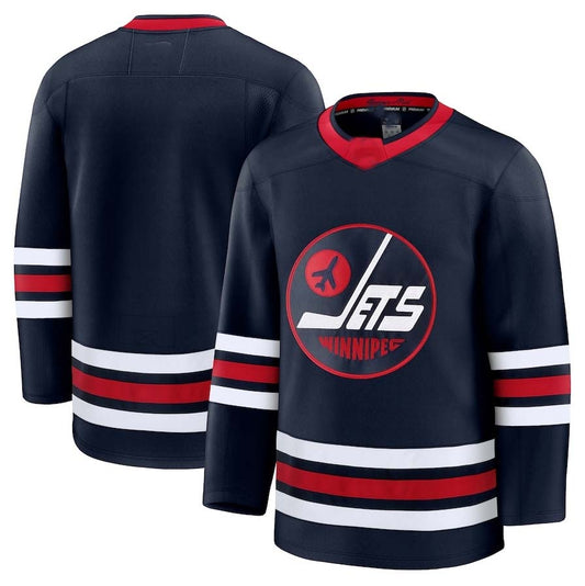 W.Jets Fanatics Alternate Premium Jersey - Navy Stitched American Hockey Jerseys CROVYIE