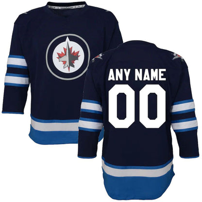 Custom W.Jets Toddler Home Replica Navy Stitched American Hockey Jerseys CROVYIE