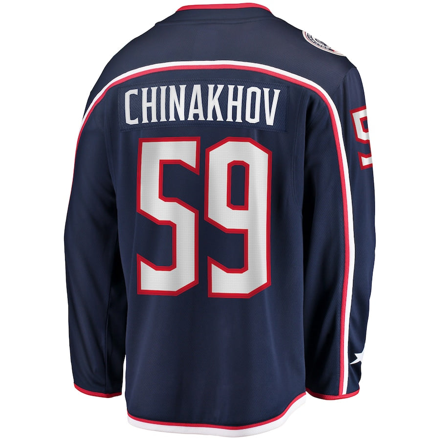 C.Blue Jackets #59 Yegor Chinakhov Fanatics Branded Home Breakaway Player Jersey Navy Stitched American Hockey Jerseys CROVYIE