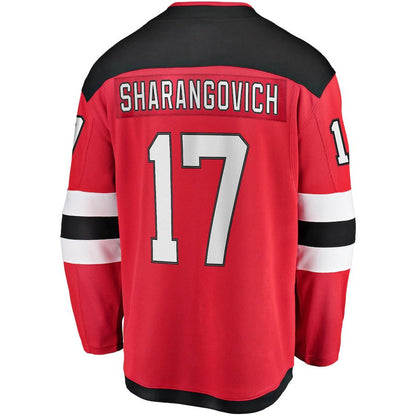 NJ.Devils #17 Yegor Sharangovich Fanatics Branded 2017-18 Home Breakaway Replica Jersey  Red Stitched American Hockey Jerseys CROVYIE