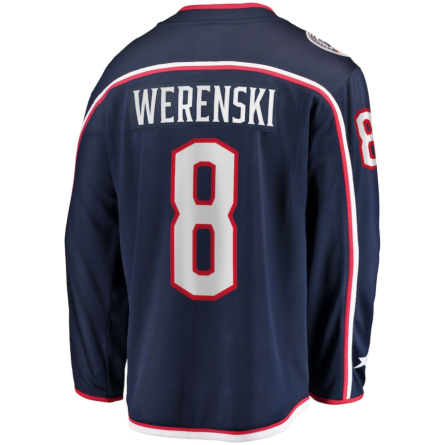 C.Blue Jackets #8 Zach Werenski Fanatics Branded Home Premier Breakaway Player Jersey Navy Stitched American Hockey Jerseys CROVYIE