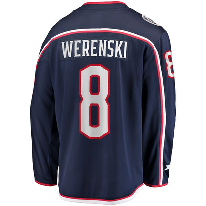 C.Blue Jackets #8 Zach Werenski Fanatics Branded Home Premier Breakaway Player Jersey Navy Stitched American Hockey Jerseys CROVYIE