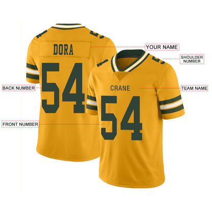 Custom GB.Packers Stitched American Football Jerseys Personalize Birthday Gifts yellow Jersey